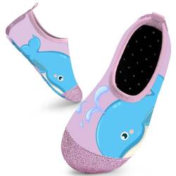 Badeschuhe Kinder Schwimmschuhe Wasserschuhe Schnell Trocknend Strandschuhe Aquaschuhe für Mädchen Baby Beach Pool(Rosa Whale,26/27 EU) von Mabove