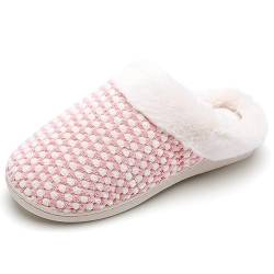 Hausschuhe Damen Winter Wärme Bequem Memory Foam Pantoffeln Indoor Home rutschfeste Kuschelig Weite Leicht Slipper(DC Rosa,38/39 EU) von Mabove