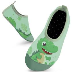 Mabove Badeschuhe Kinder Schwimmschuhe Wasserschuhe Schnell Trocknend Strandschuhe Aquaschuhe für Jungen Baby Beach Pool(Grün Dinosaurs,18/19 EU) von Mabove