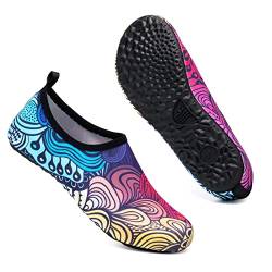 Mabove Badeschuhe Wasserschuhe Schwimmschuhe Damen Strandschuhe Aquaschuhe Barfussschuhe Neopren Surfschuhe(Blumen,40/41 EU) von Mabove