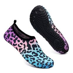 Mabove Badeschuhe Wasserschuhe Schwimmschuhe Damen Strandschuhe Aquaschuhe Barfussschuhe Neopren Surfschuhe(Farbiger Leopardenmuster,40/41 EU) von Mabove