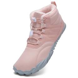 Mabove Barfußschuhe Winterstiefel Damen Wasserdicht Traillaufschuhe Warm Gefüttert Winterschuhe Schneestiefel Boot(Rosa,43 EU) von Mabove