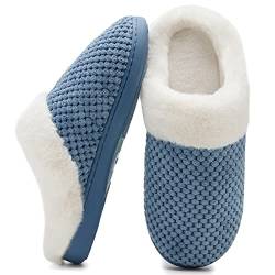 Mabove Hausschuhe Damen Winter Wärme Bequem Plüsch Pantoffeln Indoor Home rutschfeste Kuschelig Weite Leicht Slippers（Hellblau,38/39 EU） von Mabove