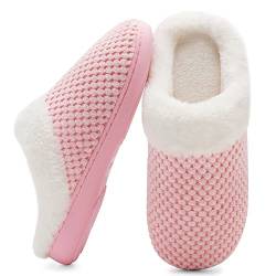 Mabove Hausschuhe Damen Winter Wärme Bequem Plüsch Pantoffeln Indoor Home rutschfeste Kuschelig Weite Leicht Slippers（Pink.XMT,42/43 EU） von Mabove