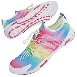 Mabove Strandschuhe Wasserschuhe Damen Schnell Trocknen Surfschuhe Schwimmschuhe Aquaschuhe Badeschuhe Barfussschuhe (Regenbogen 1004,38 EU) von Mabove