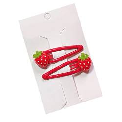 Haarspangen, 3D-Erdbeer-Haarspange, trendiger Cartoon-Obstgriff, Pferdeschwanz-Halter, süße Seitenclip, Haar-Accessoires, Obst-Haarnadel, Schnapp-Haarspangen für Kinder von Mabta