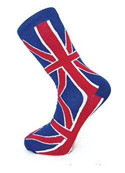 Herren-Socken aus Baumwolle, knöchelhoch, Motiv: Union Jack, rotes Karo, Größe 39–46 von Macahel