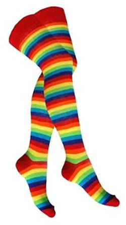 Macahel Overknee Socken/Kniestrümpfe bunt/Regenbogen Farben gestreift/geringelt, Bunt, Gr.- 37-42 EU von Macahel