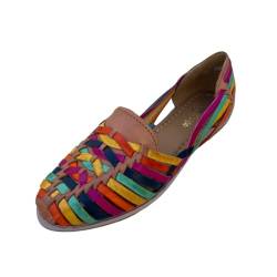 Macarena Collection Sandalen für Damen, Huarache-Sandale, buntes Leder, mexikanischer Stil, Farbe, mehrfarbig 2206, Mehrfarbig, 38 EU von Macarena Collection