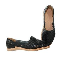 Macarena Collection Sandalen für Damen, Huarache-Sandale, buntes Leder, mexikanischer Stil, Farbe: Schwarz 4150, Schwarz, 37 EU von Macarena Collection