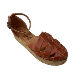 Sandalen für Damen, Huarache-Sandale, buntes Leder, mexikanischer Stil, Farbe Shedron 07, Shedron, 35.5 EU von Macarena Collection