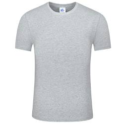 Herren T-Shirt aus 100% Baumwolle Oberteil Einfarbige Atmungsaktiv Sport Shirt Kurzarmshirt Laufshirt(Grau,2XL) von Machbaby