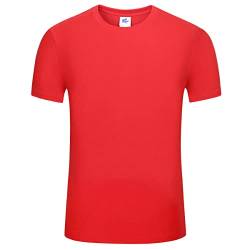 Herren T-Shirt aus 100% Baumwolle Oberteil Einfarbige Atmungsaktiv Sport Shirt Kurzarmshirt Laufshirt(Rot,2XL) von Machbaby