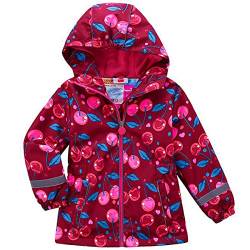 Kinder Mädchen Matsch und Buddeljacke Regenmantel Regenjacke Frühlingsjacke Softshell Jacke mit Fleece Innenfutter(Typ 7,98-104) von Machbaby