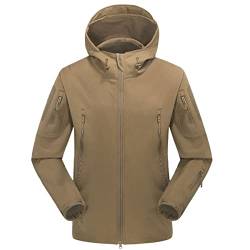 Machbaby Herren Softshelljacke Taktische Feldjack Fleecefutter Wasserdicht Warme Outdoorjacke Winter Armeejacke Windbreaker Jacke mit Kapuze(L,Erdiges Gelb) von Machbaby