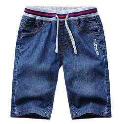 Machbaby Jungen Jeans Shorts Elastisch Taille Kurze Sommer Jeanshose mit Verstellbarer Bund für 3-14 Jahre(Typ 8,160) von Machbaby