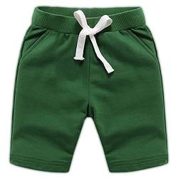 Machbaby Jungen und Mädchen Sommer Elastisch Taille Baumwolle Sport Kurze Hose Einfarbige Shorts mit Gummizug(Armeegrün,100) von Machbaby