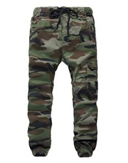 Machbaby Kinder Junge Camouflage Baumwolle Jogginghose Cargohose Freizeithose Jogger Streetwear Slim Fit Sporthose(Armeegrün,120) von Machbaby