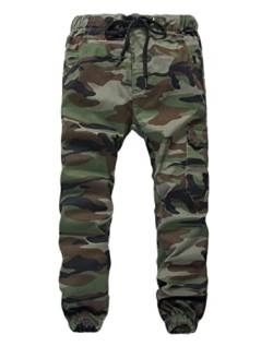 Machbaby Kinder Junge Camouflage Baumwolle Jogginghose Cargohose Freizeithose Jogger Streetwear Slim Fit Sporthose(Armeegrün,160) von Machbaby