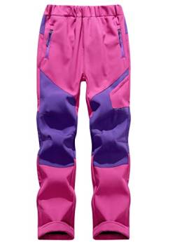 Machbaby Kinder Softshellhose Gefüttert Outdoorhose Sporthose Atmungsaktiv Warm Wasserdicht Funktionshose Jungen Mädchen Trekkinghose Skihose(Rosa,XS) von Machbaby