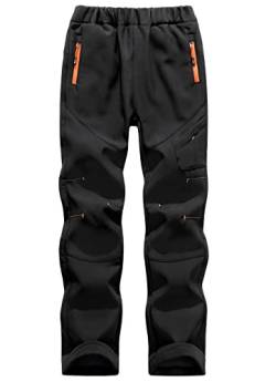 Machbaby Kinder Softshellhose Gefüttert Outdoorhose Sporthose Atmungsaktiv Warm Wasserdicht Funktionshose Jungen Mädchen Trekkinghose Skihose(Schwarz,M) von Machbaby