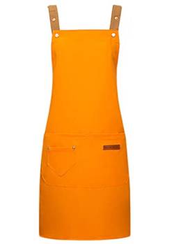 Machbaby Kochschürze Verstellbare Wasserdicht Leinwand Schürze mit Taschen, Kochenschürze Küchenschürze für Männer Damen Küche,Restaurant,café(Orange) von Machbaby