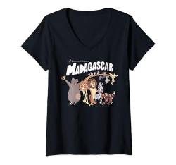 Madagascar Cartoon Group Shot Movie Logo T-Shirt mit V-Ausschnitt von Madagascar