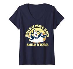 Madagascar Penguins Smile And Wave Sunset Text Poster T-Shirt mit V-Ausschnitt von Madagascar
