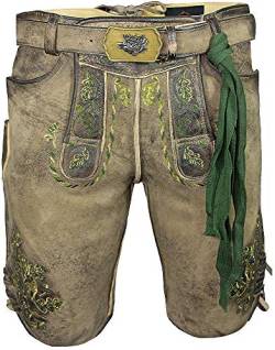 Maddox Kurze Herren Lederhose Hartsee mit Gürtel - Erde Gold - Gr. 58 von Maddox Country