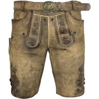 Maddox Trachtenlederhose "Goswin" mit Gürtel - Antik Eiche, Kurze Herren Lederhose von Maddox