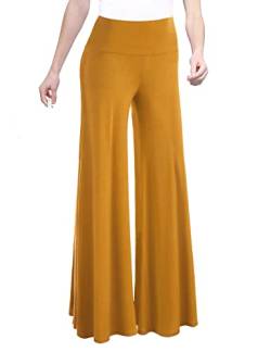 Made By Johnny Damen Casual Comfy Wide Leg Palazzo Lounge Pants (XS ~ 5XL) - Gelb - 3X-Groß von Made By Johnny