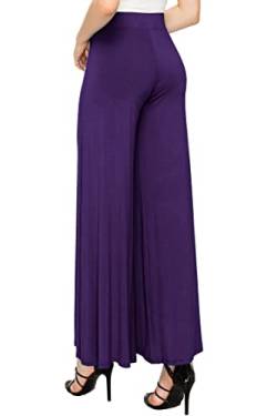 Made By Johnny Damen-Palazzo-Lounge-Hose, einfarbig, lässig, bequem, dehnbar, weites Bein, Palazzo, Wb1104_dark_purple, M von Made By Johnny