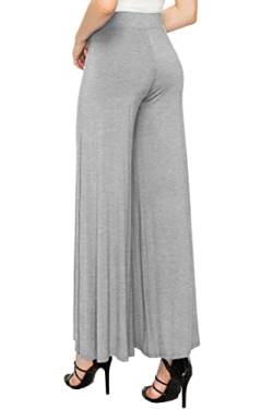 Made By Johnny Damen Solid Casual Comfy Stretchy Wide Leg Palazzo Lounge Hose, Wb1104_heather_grey, S von Made By Johnny