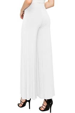 Made By Johnny Damen Solid Casual Comfy Stretchy Wide Leg Palazzo Lounge Hose, Wb1104_white, Gr??e S von Made By Johnny