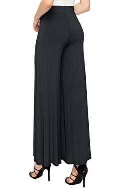 Made By Johnny Damen Solide Casual Comfy Stretchy Wide Leg Palazzo Lounge Pants, Schwarz, Klein von Made By Johnny