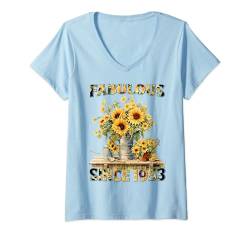 Damen Womens 71st Birthday Fabulous 1953 71 Years Old Sunflower T-Shirt mit V-Ausschnitt von Made In 1953 Gifts 71 Years Old Birthday Queen