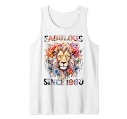 Womens 64th Birthday Fabulous 1960 64 Years Old Lion Flower Tank Top von Made In 1960 Gifts 64 Years Old Birthday Queen