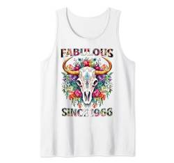 Womens 58th B-day Fabulous 1966 58 Years Old Cow Skull Boho Tank Top von Made In 1966 Gifts 58 Years Old Birthday Queen