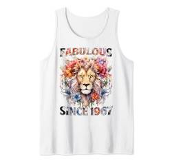 Womens 57th Birthday Fabulous 1967 57 Years Old Lion Flower Tank Top von Made In 1967 Gifts 57 Years Old Birthday Queen