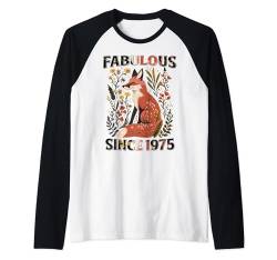 Womens 49th Birthday Fabulous 1975 49 Years Old Fox flower Raglan von Made In 1975 Gifts 49 Years Old Birthday Queen