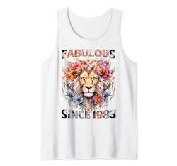 Womens 41st Birthday Fabulous 1983 41 Years Old Lion Flower Tank Top von Made In 1983 Gifts 41 Years Old Birthday Queen