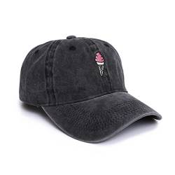 Basecap Used Look Unisex Größenverstellbar - Schwarz mit oder ohne Print - Softshell Baseball Caps - Schirm-Mütze Kopfbedeckung - Unisex (Black Ice) von Made by Nami