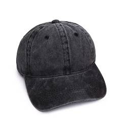 Basecap Used Look Unisex Größenverstellbar - Schwarz mit oder ohne Print - Softshell Baseball Caps - Schirm-Mütze Kopfbedeckung - Unisex (Schwarz) von Made by Nami