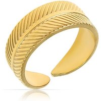 Made by Nami Fingerring Breiter Goldener Boho Edelstahl Ring mit Fächer Muster, Damen Schmuck Größenverstellbar & Wasserfest von Made by Nami