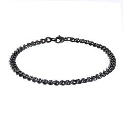 Made by Nami Herren-Armband aus Edelstahl - Silber-Armband Männer in versch. Größen & Farben - Cuban Link Armkette - Dezenter Herren-Schmuck - Geschenk-Idee für Ihn (Schwarz, 20cm, 4mm) von Made by Nami