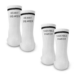 Made by Nami Weiße Crew Socks 2-er Set aus Baumwolle • Herren & Damen Weiße Retro Tennis Socken mit Sprüchen • Atmungsaktiv (DE/NL/SE/PL, Numerisch, 35, 40, Regular, Regular, Set 1) von Made by Nami