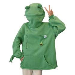 Lustiger Frosch Kapuzenpullover Kawaii Sweatshirt Hoodie Nettes Tier Reißverschluss Langarm Pullover Paar Klappentasche (Grün, L) von Madger