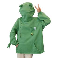 Lustiger Frosch Kapuzenpullover Kawaii Sweatshirt Hoodie Nettes Tier Reißverschluss Langarm Pullover Paar Klappentasche (Grün, M) von Madger