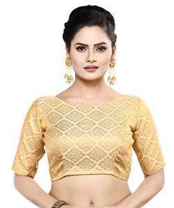 Madhu Fashion Traditionelle Damen-Brokat-Bluse aus Brokat, genäht, traditionell, Gold, 40 von Madhu Fashion