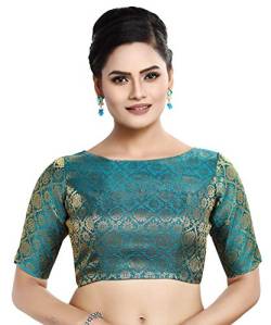Madhu Fashion Traditionelle Damen-Saree-Bluse aus Brokat, Rama-Grün, 38 von Madhu Fashion